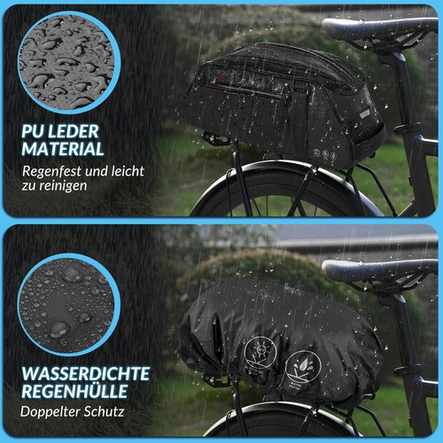Waterproof bicycle bag 8L with rain cover and free LED bracelets