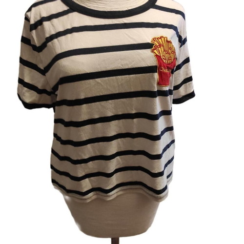Cheat day t-shirt like new, mariniera top white and blue, short length, size M