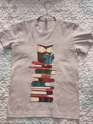American Apparel women's t-shirt L gray with owl design used like new