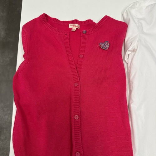 Tommy Hilfiger white shirt and red DP..am cardigan set for girl 10 years like new