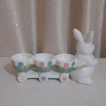 Easter Ceramic Egg Holder Bunny with 3 Slots New