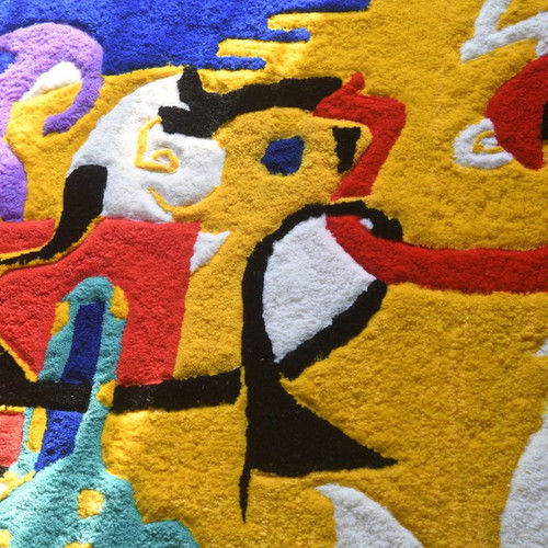 Mac Miller Faces handmade rug new, 100% natural wool, 1.4m x 1.4m