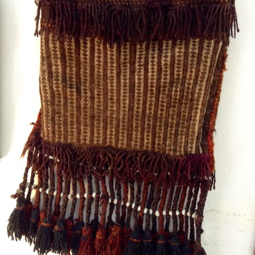 Traditional tagari used with glass beads, handmade wool