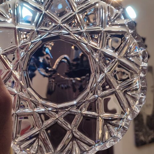 Crystal dessert plates like new, set of 4, geometric design