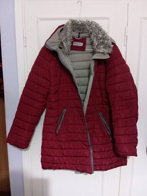 Women's long jacket like new, burgundy
