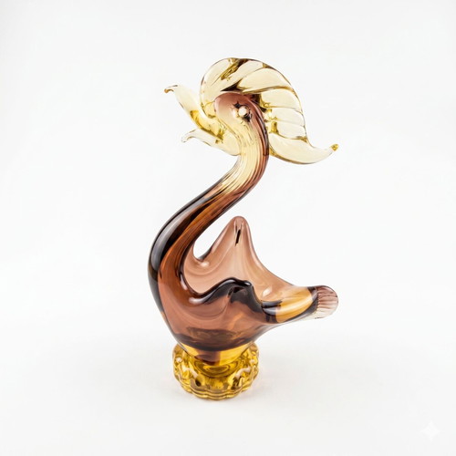 Vintage Mid-Century Murano Sommerso γυάλινο γλυπτό κύκνος, σαν καινούργιο
