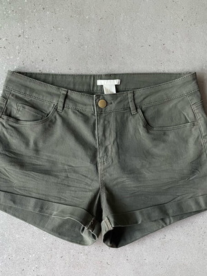 Women's denim shorts new, olive green, H&M size 38