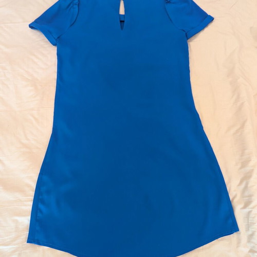 Maison Scotch Royal Blue Shift Dress like new with embroidered fake pockets