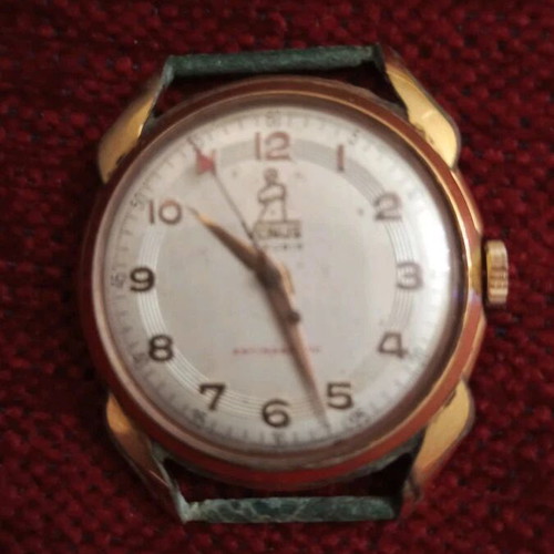 Venus vintage wristwatch used, gold color, mechanical 17 rubis