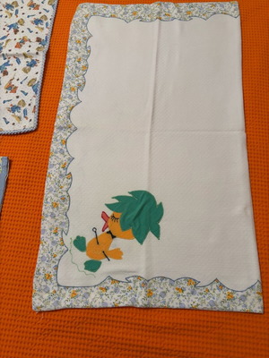 Baby cotton diaper like new with design and decorative edging