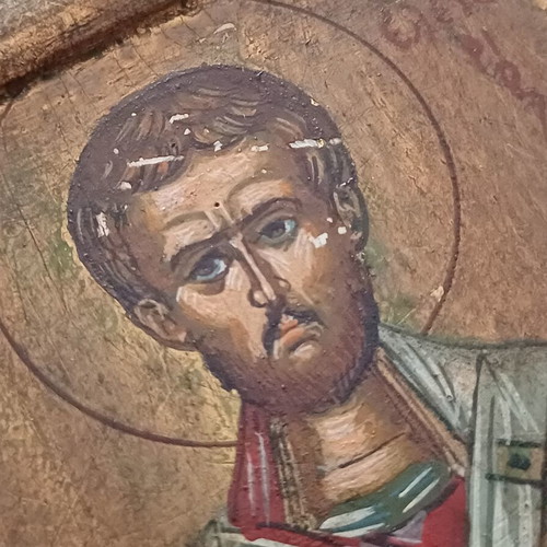 Old Handmade Saint Eleftherios Icon 10x8 cm