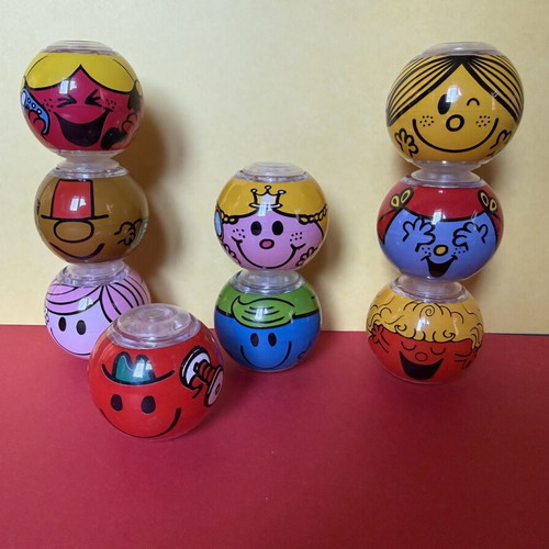 Spinnerz Flipperz collectible set of 9 Mr. Men Little Miss characters like new