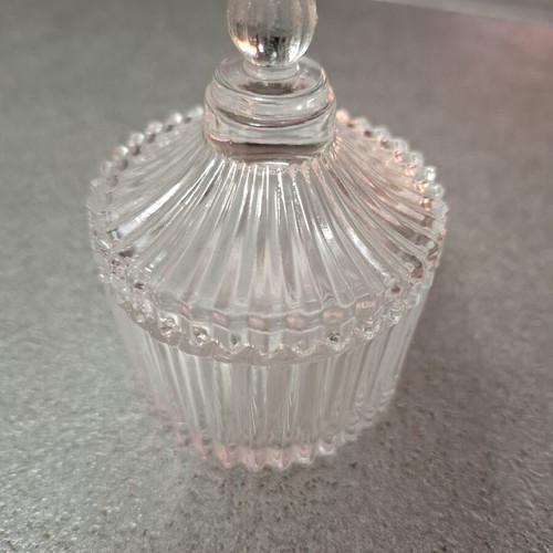 Vintage glass bowl jewelry box with lid 10cm like new