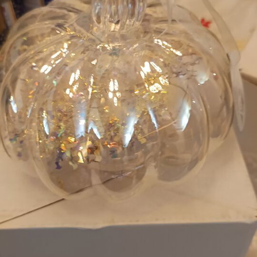 Glass transparent pumpkin battery-operated 15cm