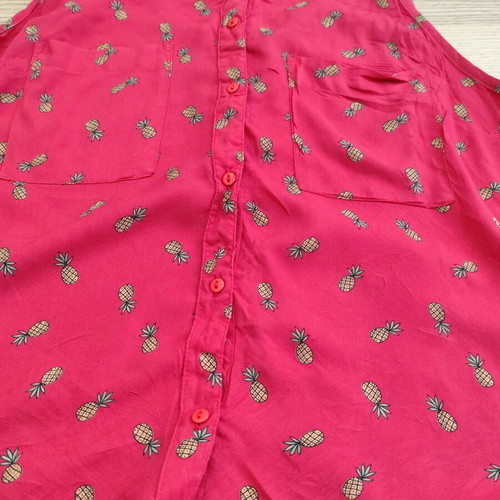 Bershka Y2K sleeveless shirt fuchsia with pineapple print