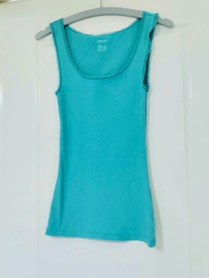 Sleeveless Aqua Cotton Top Esmara S Like New, Turquoise