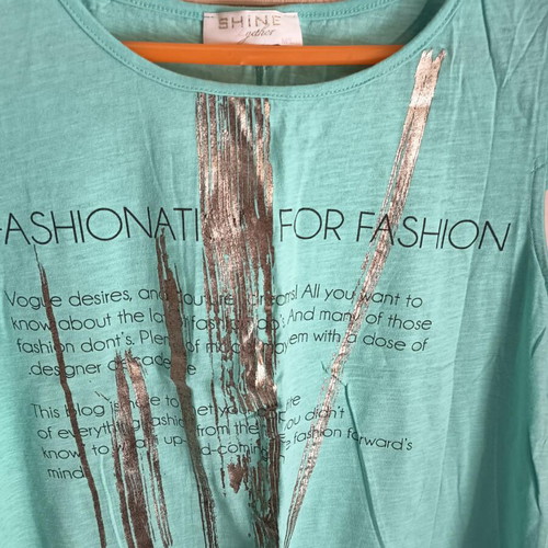 Shine 2gether women's blouse used, turquoise and silver, size M/L