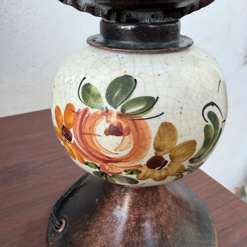 Vintage table lamp used with metal base and porcelain details