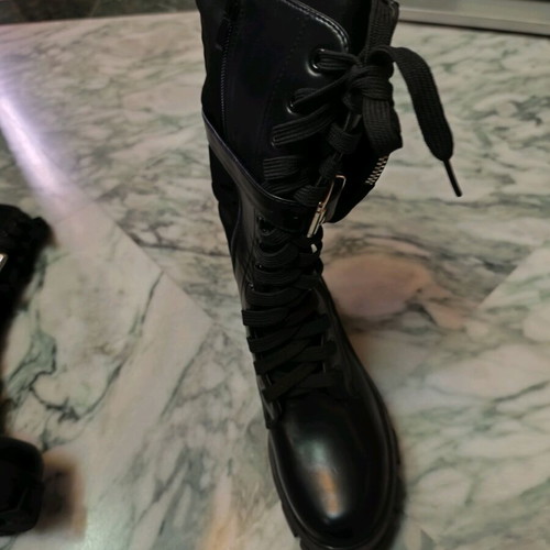 Celestino military style black boots new with chunky sole and side pouch