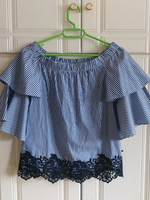 Zara short-sleeve shirt like new, white and blue, size M