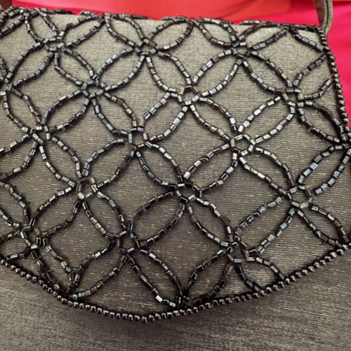Handbag used gray with shiny decorative elements
