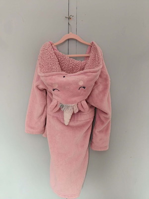 Fleece robe used for 6-7 years with pink unicorn