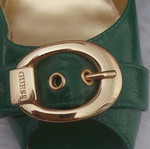 Guess green leather peep toe platform heels size 39 like new