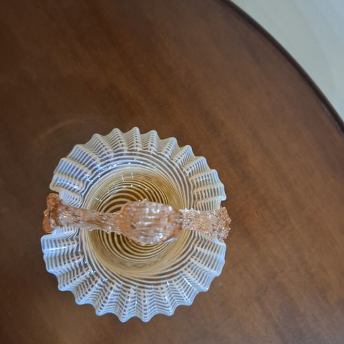Vintage Opalescent Art Glass Basket like new, Victorian style
