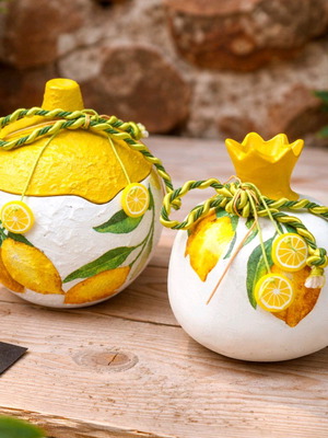 Decorative ceramic lemon and pomegranate summer set new