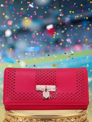 Red wallet bag like new with heart and perforated details