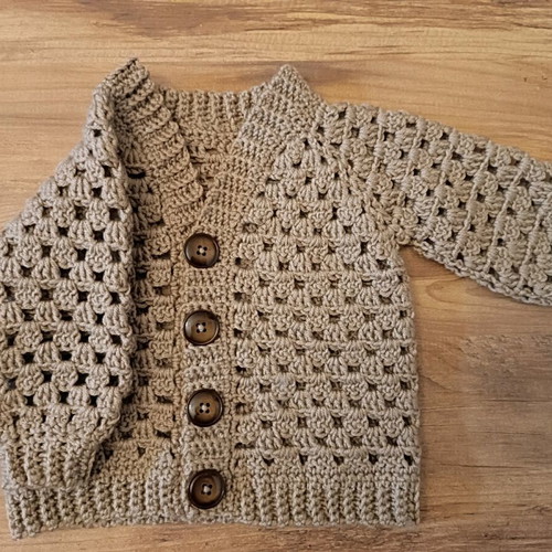 Handmade Crochet Baby Cardigan Size 6-9 Months