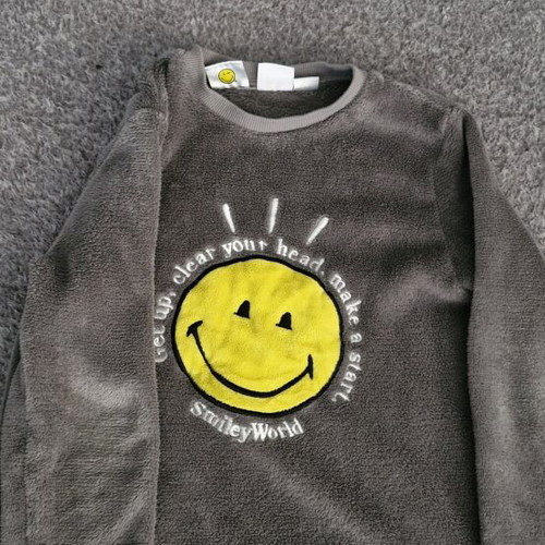 Zara x Smiley World pajamas set used, grey with yellow prints