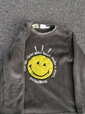 Zara x Smiley World pajamas set used, grey with yellow prints