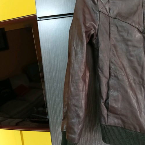 Women's leather jacket used, brown, size M