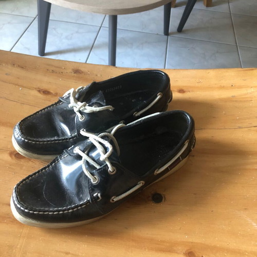 Sebago Docksteps boat shoes used, black and white, size 41