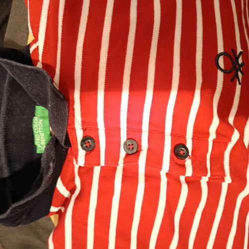 Benetton striped short-sleeve polo shirts like new, pack of 2, size Medium