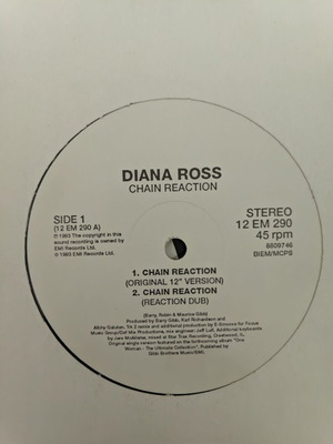 12" Diana Ross Chain Reaction vinyl used, electronic