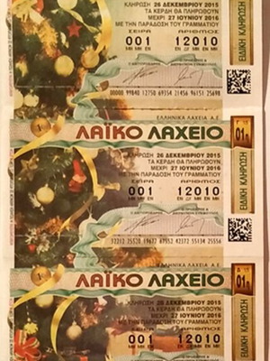 Christmas lottery tickets like new, set of 8