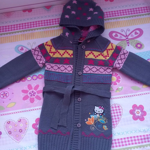 Children's knitted cardigan used, multicolored, for 5-year-old girl