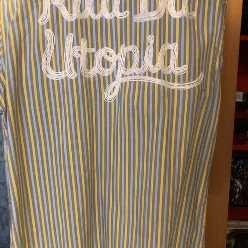 Diesel Y2K striped short-sleeve shirt used, size M, yellow and turquoise