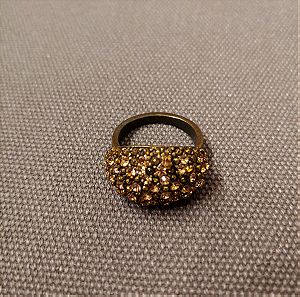 Δαχτυλίδι μπρονζέ με χρυσαφί κρυσταλλάκια