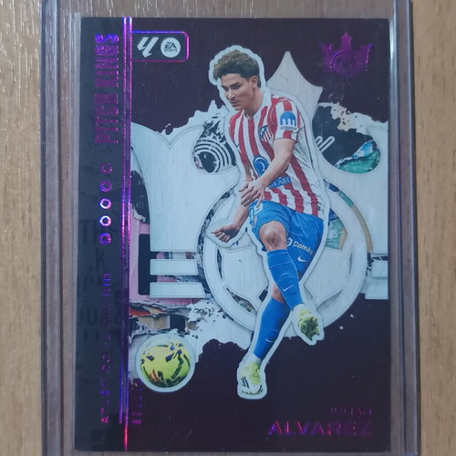 Julián Alvarez 2025-26 Panini Pitch Kings Soccer card Purple Parallel 12/99 Atlético de Madrid