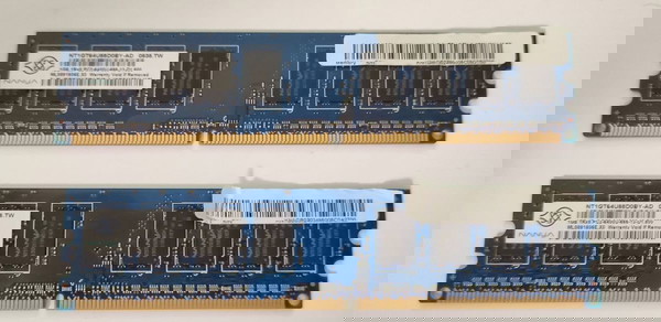  2 kartes mnimis NT1GT64U88D0BY-AD 2GB 2 x 1GB PC2-6400U DDR2 800 non-ECC