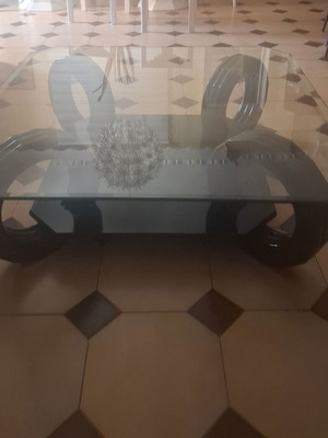 Octagonal coffee table with glass top