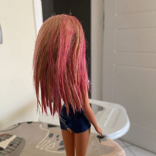 Barbie with improvised dress used