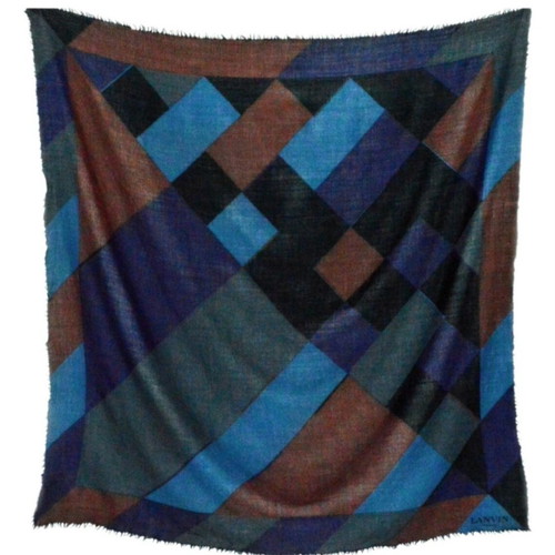 Lanvin Paris silk cashmere scarf like new, large, black and multicolor