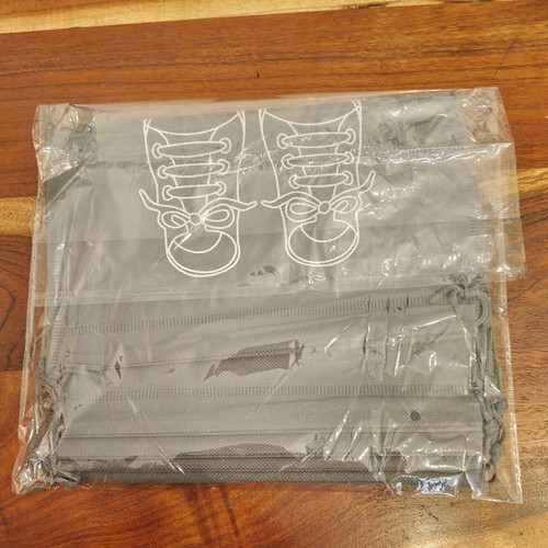 Shoe storage bags new, set of 5, grey with window