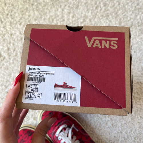 Vans Authentic red shoes with skulls lightly used, size 41
