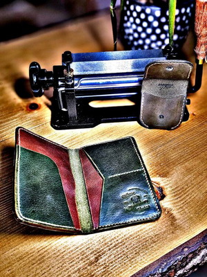 Passport holder and coin wallet made of genuine Badalassi Carlo and Greek leather