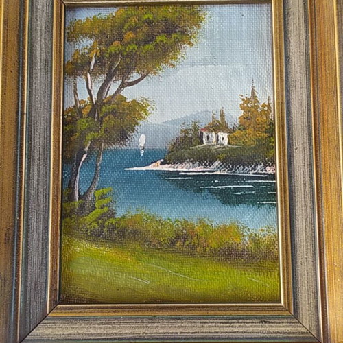 Set of two small framed paintings